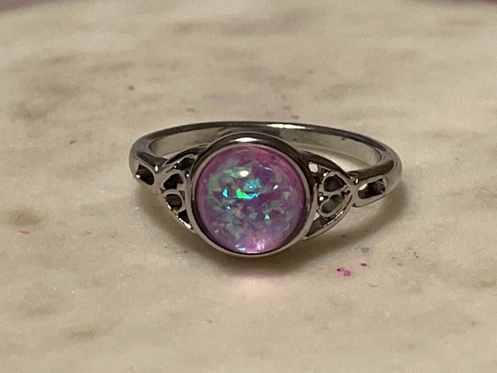 Fashion ring glitter silver tone 8